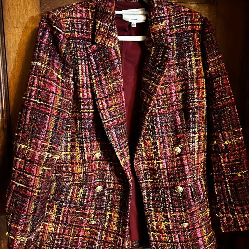 L'AGENCE Multicolor Tweed Blazer